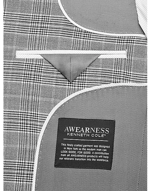 Awearness Kenneth Cole Gray Plaid Slim Fit Sport Coat 5 Awearness Kenneth Cole Gray Plaid Slim Fit Sport Coat - Image 3