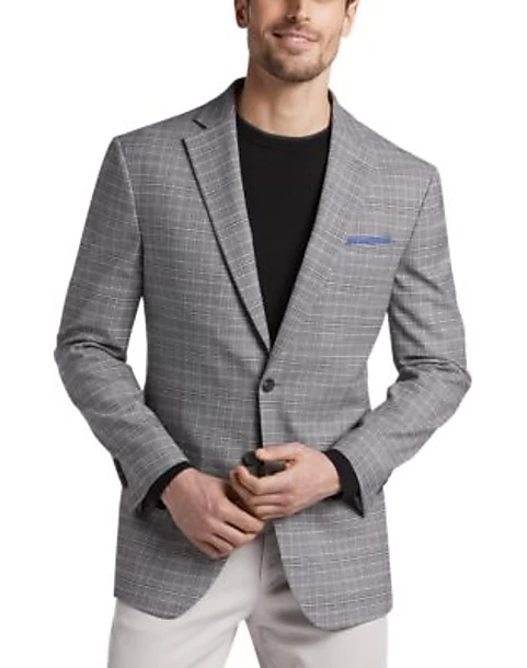 Awearness Kenneth Cole Gray Plaid Slim Fit Sport Coat 3 Awearness Kenneth Cole Gray Plaid Slim Fit Sport Coat