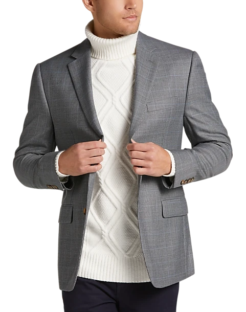 Lauren By Ralph Lauren Classic Fit Sport Coat, Gray Check Windowpane 3 Lauren By Ralph Lauren Classic Fit Sport Coat, Gray Check Windowpane