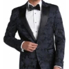 Egara Slim Fit Peak Lapel Dinner Jacket, Midnight Floral Jacquard -Male Clothing Store MW40 15NK 71 EGARA MIDNIGHT MAIN