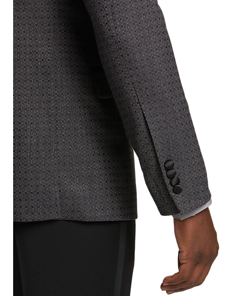 After Hours Slim Fit Shawl Collar Jacquard Dinner Jacket, Black Geometric 4 After Hours Slim Fit Shawl Collar Jacquard Dinner Jacket, Black Geometric - Image 2