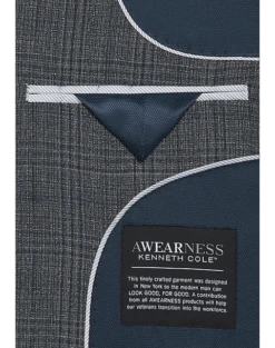 Awearness Kenneth Cole Modern Fit Sport Coat, Gray Plaid -Male Clothing Store MW40 15YC 64 AWEARNESS KENNETH COLE GRAY PLAID ALT2