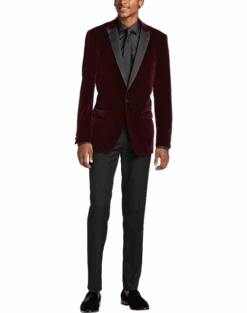 Paisley & Gray Slim Fit Dinner Jacket, Burgundy -Male Clothing Store MW40 15Z1 06 PAISLEY GRAY BURGUNDY ALT3 1