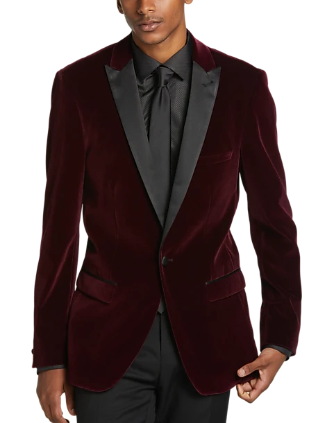 Paisley & Gray Slim Fit Dinner Jacket, Crimson Red 3 Paisley & Gray Slim Fit Dinner Jacket, Crimson Red