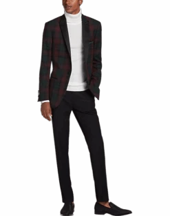 Paisley & Gray Slim Fit Dinner Jacket, Wineberry Plaid 8 Paisley & Gray Slim Fit Dinner Jacket, Wineberry Plaid -Male Clothing Store MW40 15ZC 60 PAISLEY GRAY WINTERBERRY PLAID ALT2