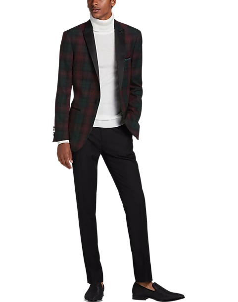 Paisley & Gray Slim Fit Dinner Jacket, Wineberry Plaid 5 Paisley & Gray Slim Fit Dinner Jacket, Wineberry Plaid - Image 3