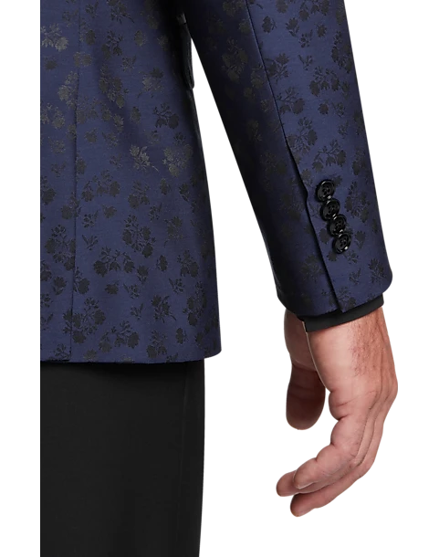 Michael Strahan Classic Fit Shawl Lapel Dinner Jacket, Blue Floral 4 Michael Strahan Classic Fit Shawl Lapel Dinner Jacket, Blue Floral - Image 2