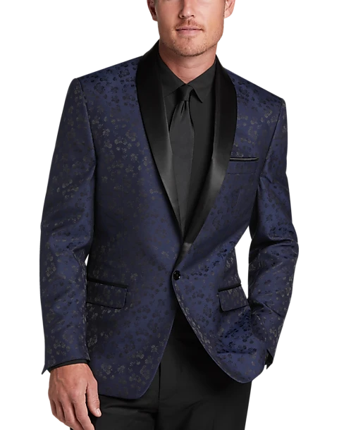 Michael Strahan Classic Fit Shawl Lapel Dinner Jacket, Blue Floral 3 Michael Strahan Classic Fit Shawl Lapel Dinner Jacket, Blue Floral