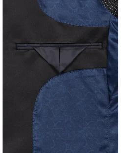 Egara Slim Fit Satin Peak Lapel Dinner Jacket, Dark Blue Patterned -Male Clothing Store MW40 15ZW 70 EGARA BLUE FANCY ALT2