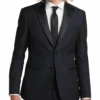Egara Slim Fit Satin Peak Lapel Dinner Jacket, Dark Blue Patterned -Male Clothing Store MW40 15ZW 70 EGARA BLUE FANCY MAIN