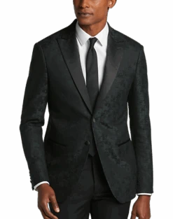 After Hours Slim Fit Satin Peak Lapel Dinner Jacket, Green Paisley