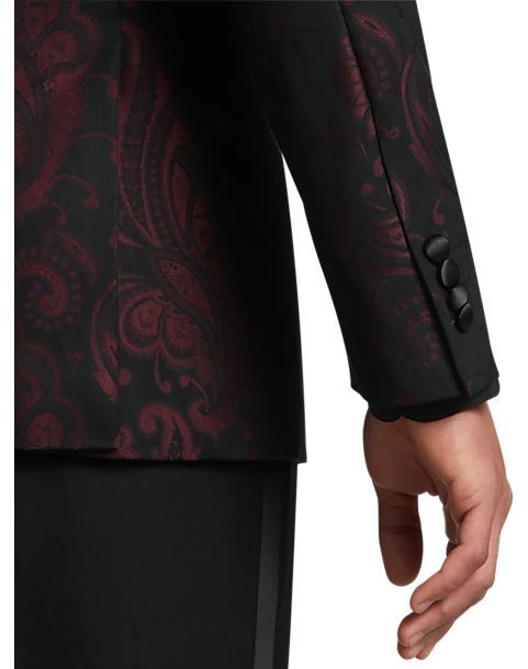 After Hours Slim Fit Shawl Collar Dinner Jacket, Burgundy Paisley 4 After Hours Slim Fit Shawl Collar Dinner Jacket, Burgundy Paisley - Image 2