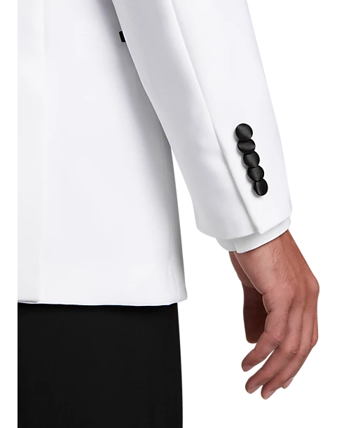 Egara Slim Fit Peak Lapel Double Breasted Dinner Jacket, White 4 Egara Slim Fit Peak Lapel Double Breasted Dinner Jacket, White - Image 2
