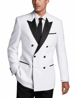 Egara Slim Fit Peak Lapel Double Breasted Dinner Jacket, White