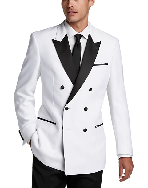 Egara Slim Fit Peak Lapel Double Breasted Dinner Jacket, White 3 Egara Slim Fit Peak Lapel Double Breasted Dinner Jacket, White