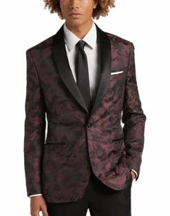 Egara Slim Fit Dinner Jacket, Maroon Floral