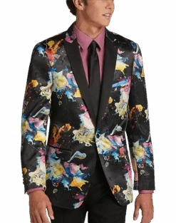 Paisley & Gray Slim Fit Dinner Jacket, Multicolor Abstract Art