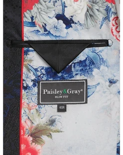Paisley & Gray Slim Fit Dinner Jacket, Black, Navy & Burgundy Floral -Male Clothing Store MW40 16J2 07 PAISLEY GRAY BLACK NAVY BURGUNDY ALT3
