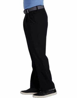 Haggar Cool Right® Performance Flex Classic Fit Pleated-Front Pants, Black -Male Clothing Store MW40 235K 02 HAGGAR BLACK SOLID ALT2