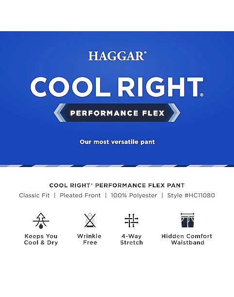 Haggar Cool Right® Performance Flex Classic Fit Pleated-Front Pants, Midnight 6 Haggar Cool Right® Performance Flex Classic Fit Pleated-Front Pants, Midnight - Image 4