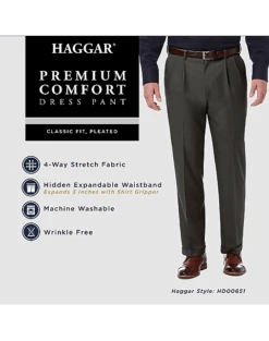 Haggar Premium Comfort Classic Fit Pleat-Front Pants, Black 9 Haggar Premium Comfort Classic Fit Pleat-Front Pants, Black -Male Clothing Store MW40 235R 02 HAGGAR BLACK ALT3