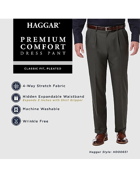 Haggar Premium Comfort Classic Fit Pleat-Front Pants, Black 6 Haggar Premium Comfort Classic Fit Pleat-Front Pants, Black - Image 4