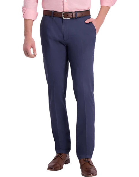 Haggar Iron-Free Premium Khaki™ Slim/Straight Fit Flat-Front Pants, Heather Gray 3 Haggar Iron-Free Premium Khaki™ Slim/Straight Fit Flat-Front Pants, Heather Gray