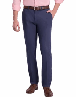 Haggar Iron-Free Premium Khakiâ„¢ Slim/Straight Fit Flat-Front Pants, Indigo
