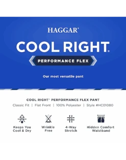 Haggar Cool Right® Performance Flex Classic Fit Flat-Front Pants, Midnight -Male Clothing Store MW40 235U 02 HAGGAR BLACK SOLID ALT3 1