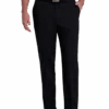Haggar Cool Right® Performance Flex Classic Fit Flat-Front Pants, Khaki Heather -Male Clothing Store MW40 235U 02 HAGGAR BLACK SOLID MAIN