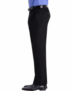 J.M. Haggar™ 4-Way Stretch Classic Fit Flat-Front Pants, Black -Male Clothing Store MW40 235W 02 HAGGAR BLACK SOLID ALT2 1