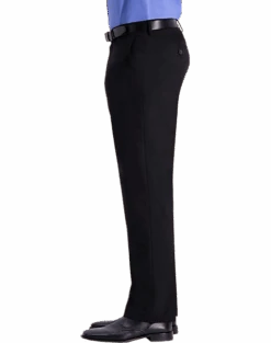 J.M. Haggar™ 4-Way Stretch Classic Fit Flat-Front Pants, Blue -Male Clothing Store MW40 235W 02 HAGGAR BLACK SOLID ALT2