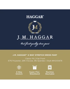 J.M. Haggar™ 4-Way Stretch Classic Fit Flat-Front Pants, Black -Male Clothing Store MW40 235W 02 HAGGAR BLACK SOLID ALT3 1