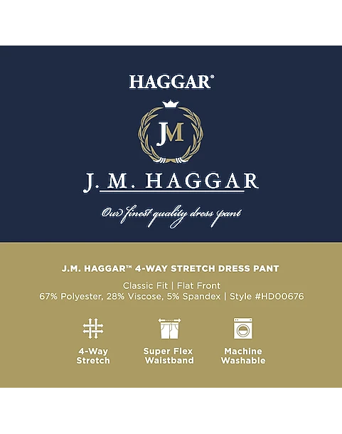J.M. Haggar™ 4-Way Stretch Classic Fit Flat-Front Pants, Light Gray 6 J.M. Haggar™ 4-Way Stretch Classic Fit Flat-Front Pants, Light Gray - Image 4