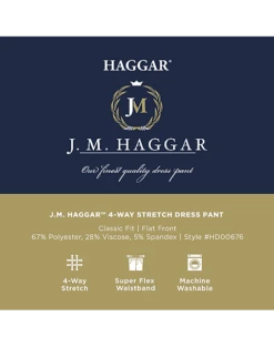 J.M. Haggar™ 4-Way Stretch Classic Fit Flat-Front Pants, Blue -Male Clothing Store MW40 235W 02 HAGGAR BLACK SOLID ALT3