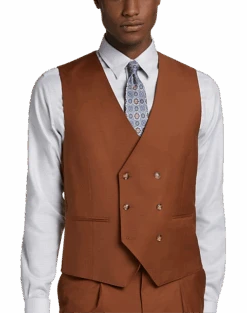 Tayion Classic Fit Suit Separates Double Breasted Vest, Rust