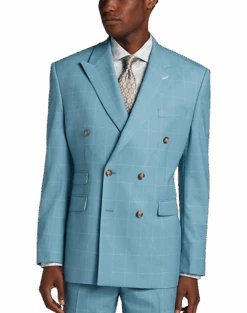 Tayion Classic Fit Suit Separates Coat, Light Blue & Cream Windowpane