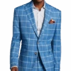 Tayion Classic Fit Suit Separates Coat, Blue & Cream Windowpane -Male Clothing Store MW40 3W98 67 TAYION BLUE CREAM WINDOWPANE MAIN