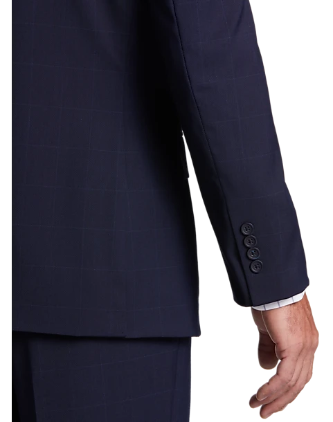 Pronto Uomo Platinum Platinum Modern Fit Suit, Navy Windowpane Plaid 4 Pronto Uomo Platinum Platinum Modern Fit Suit, Navy Windowpane Plaid - Image 2