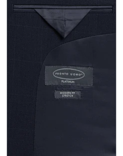 Pronto Uomo Platinum Platinum Modern Fit Suit, Navy Windowpane Plaid 9 Pronto Uomo Platinum Platinum Modern Fit Suit, Navy Windowpane Plaid -Male Clothing Store MW40 3X1E 61 PRONTO UOMO PLATINUM NAVY WINDOWPANE ALT4
