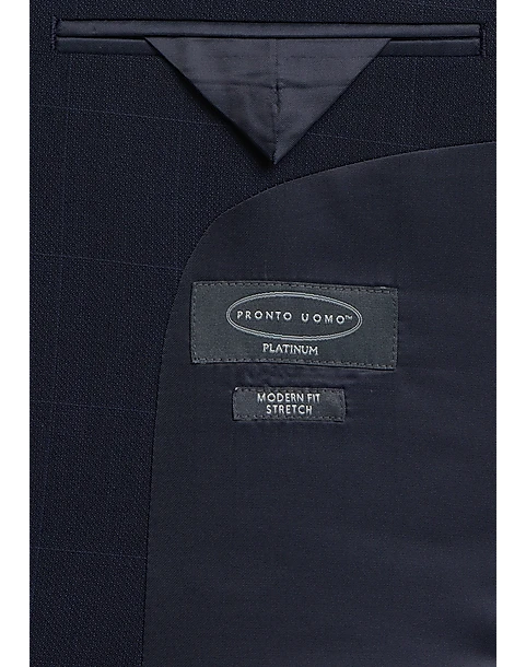 Pronto Uomo Platinum Platinum Modern Fit Suit, Navy Windowpane Plaid 6 Pronto Uomo Platinum Platinum Modern Fit Suit, Navy Windowpane Plaid - Image 4