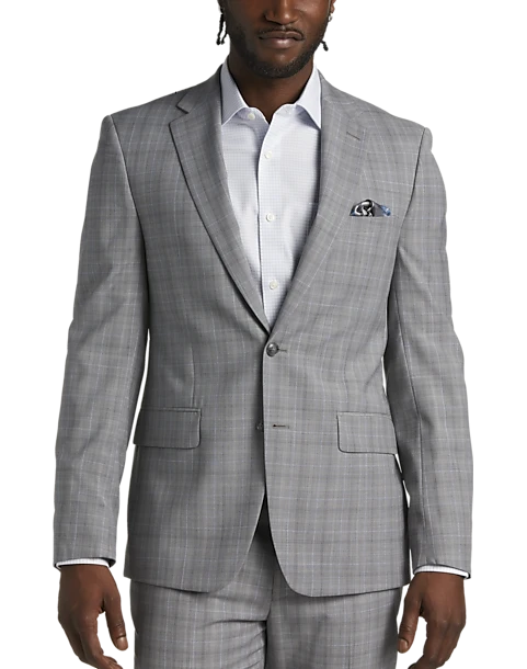 Calvin Klein Slim Fit Suit Separates, Gray Plaid 3 Calvin Klein Slim Fit Suit Separates, Gray Plaid