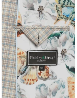 Paisley & Gray Slim Fit Suit Separates Coat, Baby Blue & Tan Plaid -Male Clothing Store MW40 3XJR 96 PAISLEY GRAY BABY BLUE TAN PLAID ALT3