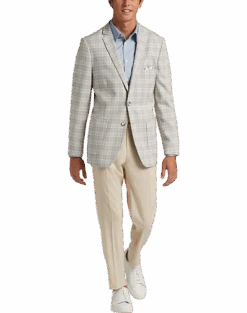 Paisley & Gray Slim Fit Suit Separates Coat, Baby Blue & Tan Plaid -Male Clothing Store MW40 3XJR 96 PAISLEY GRAY BABY BLUE TAN PLAID ALT5