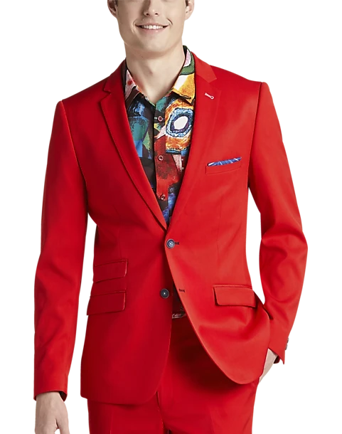 Paisley & Gray Slim Fit Suit Separates Coat, Hot Rod Red 3 Paisley & Gray Slim Fit Suit Separates Coat, Hot Rod Red