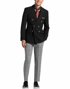 Paisley & Gray Slim Fit Double Breasted Suit Separates Coat, Jet Black 13 Paisley & Gray Slim Fit Double Breasted Suit Separates Coat, Jet Black -Male Clothing Store MW40 3XK9 02 PAISLEY GRAY JET BLACK ALT5