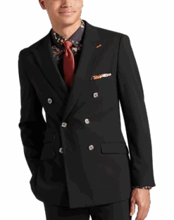 Paisley & Gray Slim Fit Double Breasted Suit Separates Coat, Jet Black