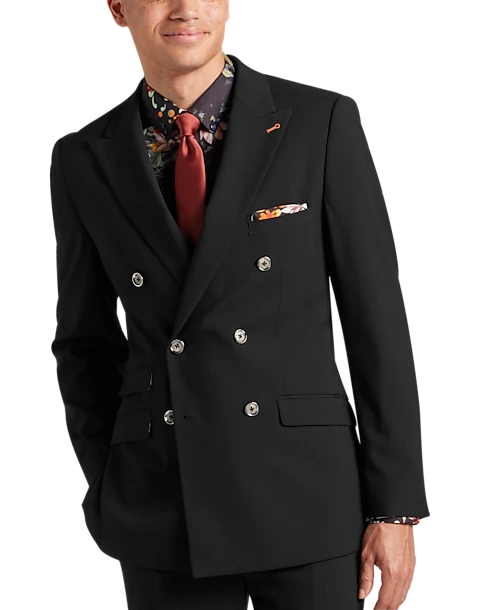 Paisley & Gray Slim Fit Double Breasted Suit Separates Coat, Jet Black 3 Paisley & Gray Slim Fit Double Breasted Suit Separates Coat, Jet Black