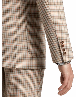 Paisley & Gray Slim Fit Double Breasted Suit Separates Coat, Tan Check -Male Clothing Store MW40 3XLN 96 PAISLEY GRAY TAN CHECK ALT2