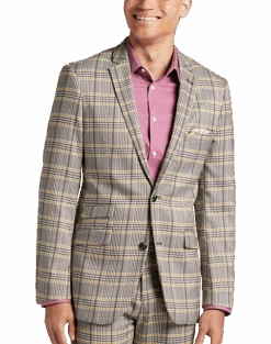 Paisley & Gray Slim Fit Suit Separates Coat, Olive & Yellow Check